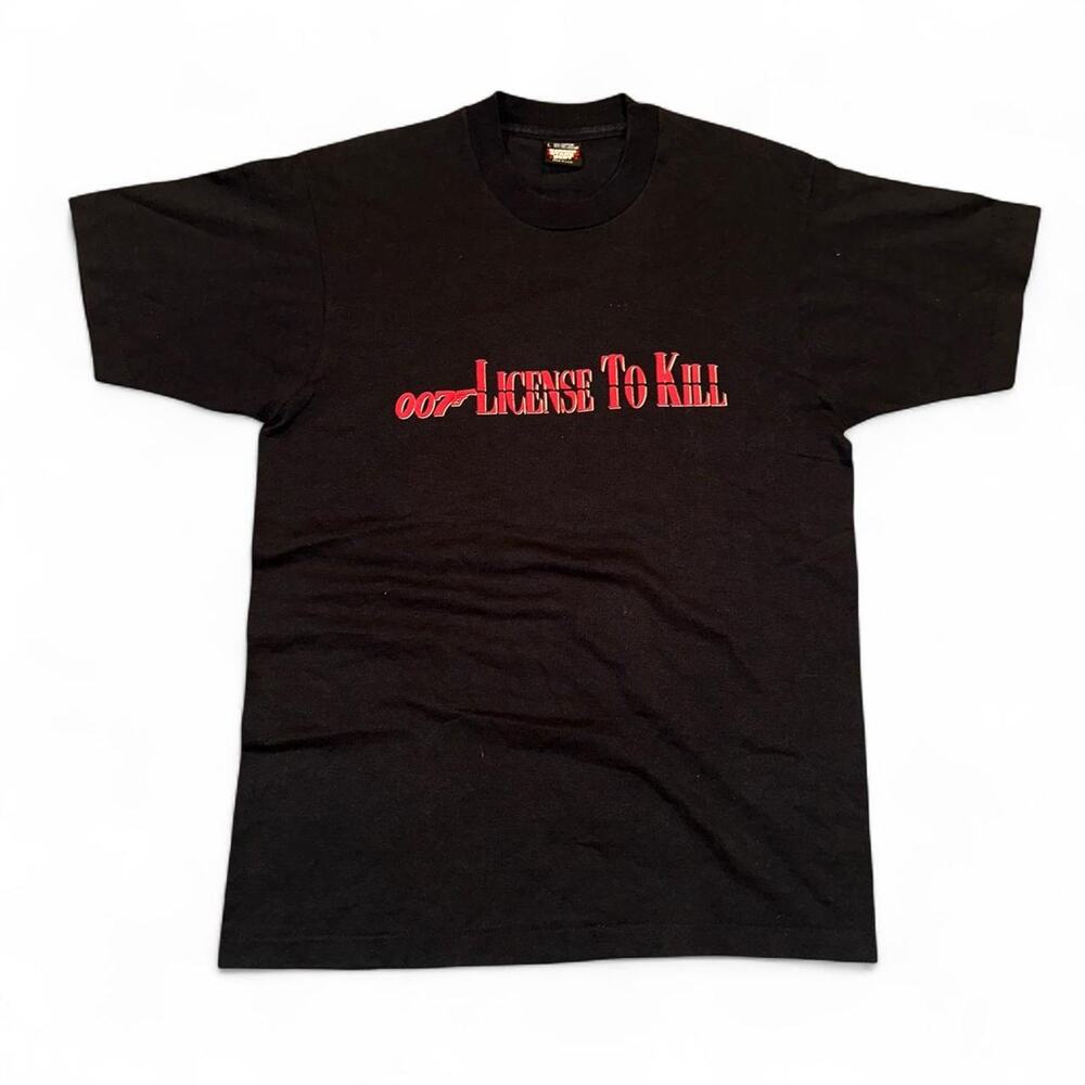 1985 Rare James Bond 007 License To Kill Movie Promo Shirt Sz.L Made in USA